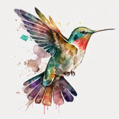 hummingbird watercolor clipart illustration, transparent background
