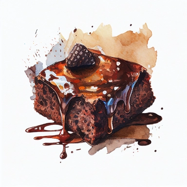 chocolate brownie, watercolor clipart, transparent background,