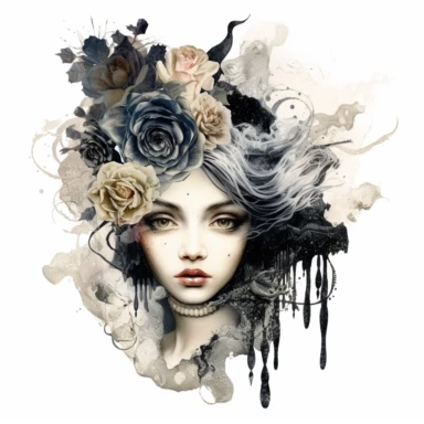 Rosa Moyesli Clipart Card Making, Mixed Media, Craft, black velvet, white background,