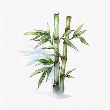 BAMBOO SOFT WATERCOLOR, HIGH DETAIL, MODERN REALISTIC CARTOON STYLE, 8K WHITE TRANSPARENT BACKGROUND, CLIPART--AR 3:2