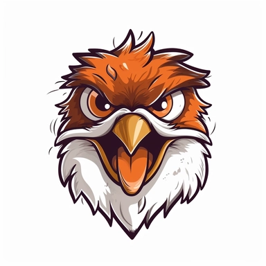 logo, a great potoo bird, head, roaring, cute, cartoon clipart, vector, bold line, white isolated background, high definition