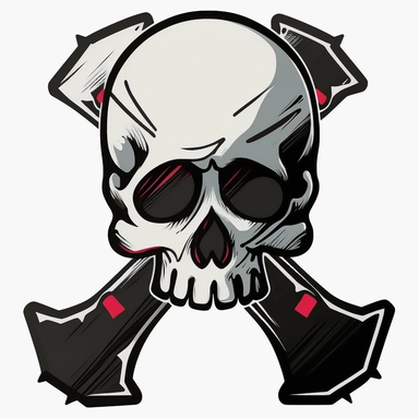gen z detailed crossbone skull clipart