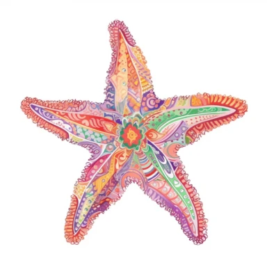 starfish in the style of lilly pulitzer isolated on a white background, vibrant colors, in the style of clipart