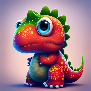 baby red fat dinosaurus with a fat belly, big sparkling eyes (complete shape, not cut), on a white background, hand draw Illustration clipart, 4K, extremely detailed, detail to every pixel