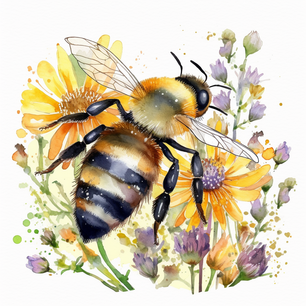 A Charming Watercolor Honey Bee Clipart Capturing The Beauty Of Spring 