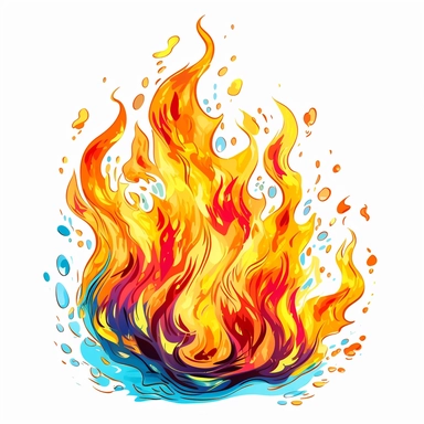 fire with colored flames clipart
