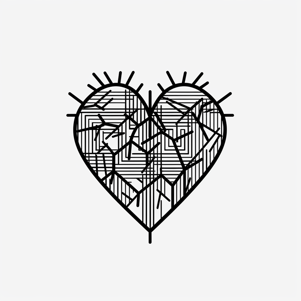 heart black and white clipart