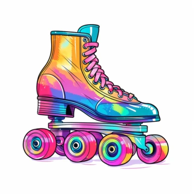 roller skates Side view with coloring rainbow Clipart, Vector Style, High quality, White Background
