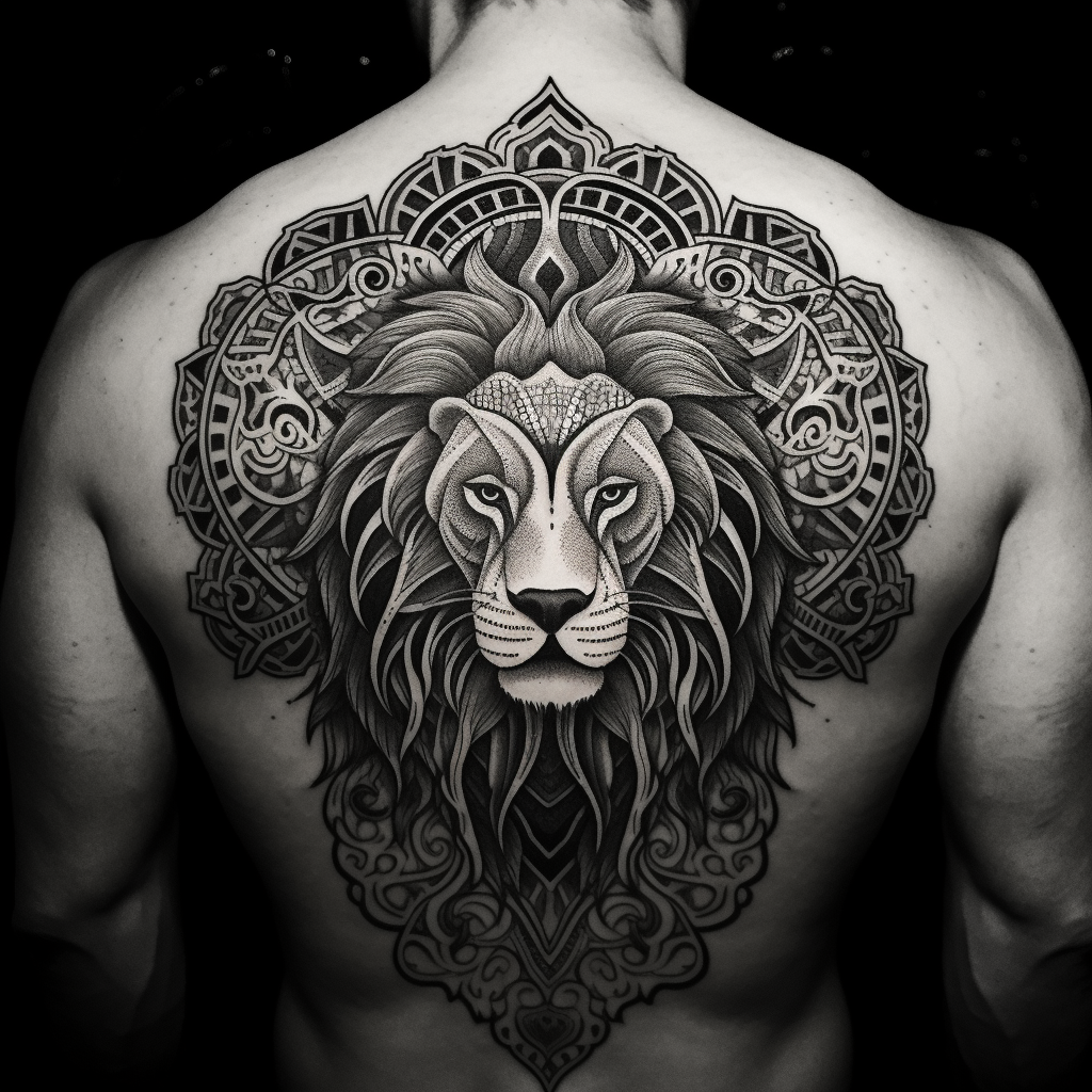 Stunning Lion and Sun Tattoo