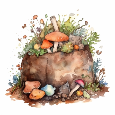 compost pile, watercolour clipart, cute, simple