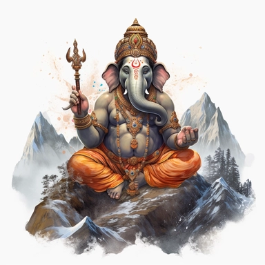 indian, god clipart, ganesha clipart, mountain art, blank background