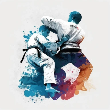 Two brazilian jiu jitsu fighting, clipart, white background