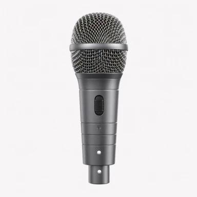 radio microphone lay flat, corded, clip art, black and gray gradient, frontal view