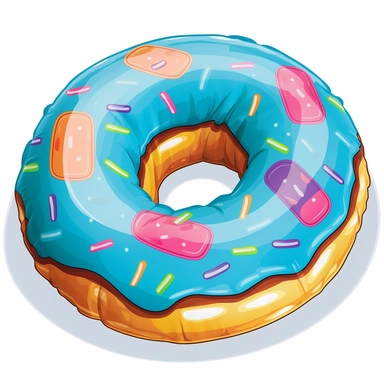 cute blow up pool floatie donut clipart 8k