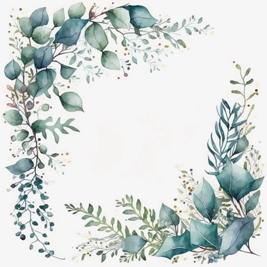 watercolor eucalyptus corner border clipart. edges and corners, Greenery frame