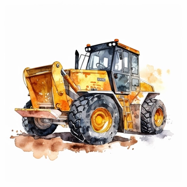 Construction Vehicle clipart on a white background, watercolor