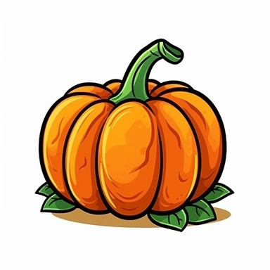 pumpkin clipart, vector, flat Color, on an isolated white background