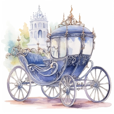 watercolor Cinderella carriage clipart