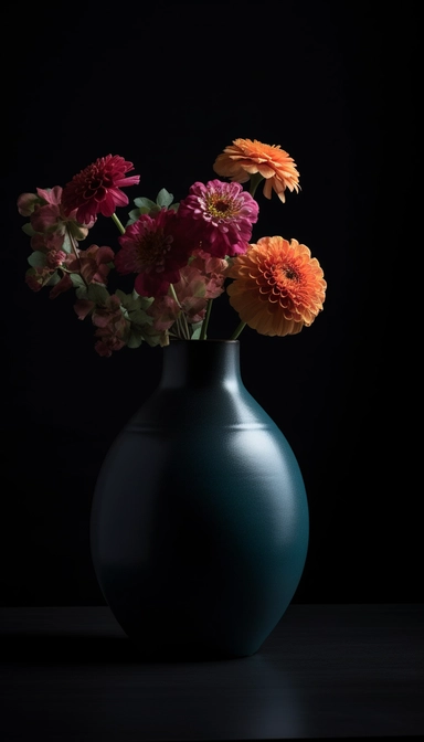Product photo, Minimalism, a vase of flowers clipart, dark background, boardwalk colors