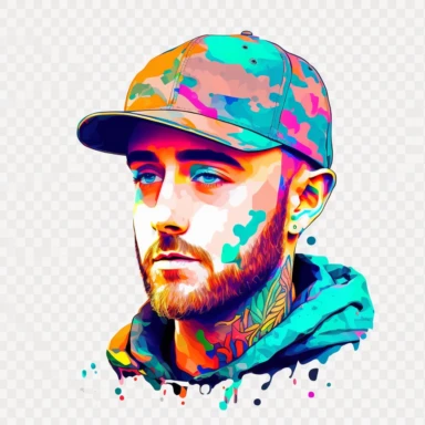 Mac Miller rap artist clipart colorful contour white background contour png