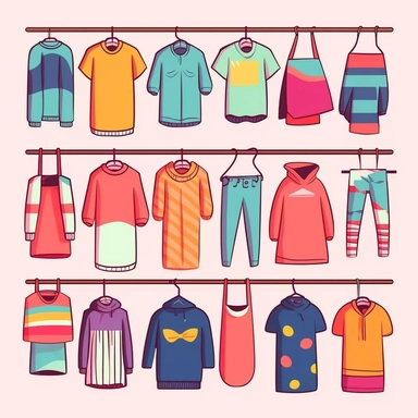 Home Clothes vector clipart vector Clothescute collection, in the style of# screenshotsaturday, flat areas of color, flat color blocks, 1970–present, rough - edged 2d animation, lightbox, colorful animation stills, white background