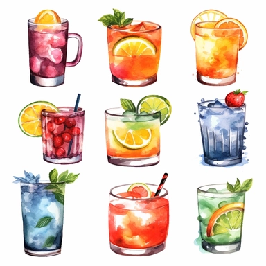Cocktail Clipart, Water Color Cocktail Clipart Pack, Alcohol drinks Clipart , Cocktail illustrations, Digital Art Collection