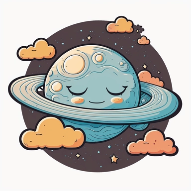 unranus planet, inclined is a pale blue gaz planet. With clouds and stars on a solar system drawing, cartoon, clipart style, vector style, comic.