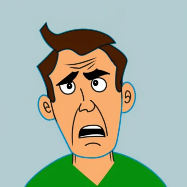 anxious facial expression on a male patient as a clipart cartoon