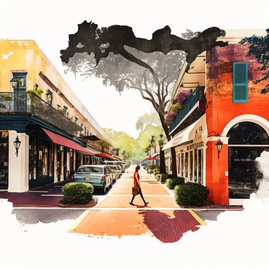 Florida, Orlando, red brick road, watercolor street, van gong, clip art, negative space