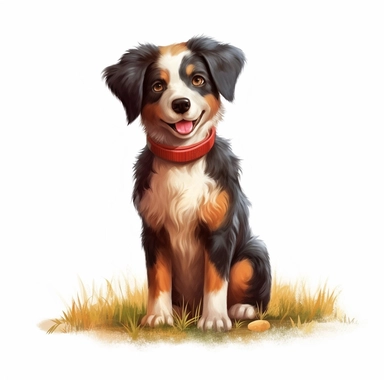 single clipart image png graphic of a Realistic Vibrant Clipart Cute Farm Dog animals full body Illustration