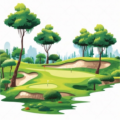 clip art, golf course, white background