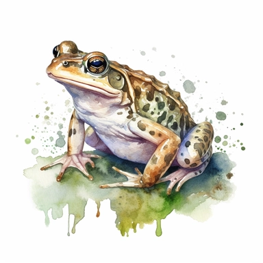 watercolour illustration free brushstrokes, beautiful and joyful, spotted frog, mark brooks, naturecore, animal clipart, isolated on a white background,