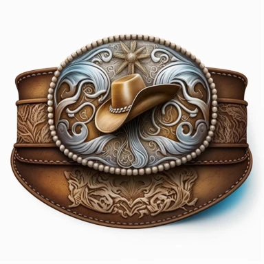 clipart, solid watercolor, realistic, detailed, isolated white background. Cowboy Belt Buckle Clipart