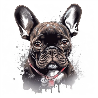 graffiti style french bulldog clip art white background