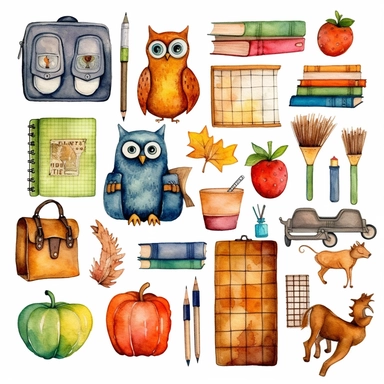 watercolor back to school clip art