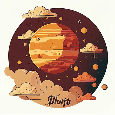 Jupiter, la plus grande planète du système solaire. une grande tache rouge sur Jupiter. With clouds and stars and other little planets, on a solar system drawing, cartoon, clipart style, vector style, comic.[https://cdn.discordapp.com/attachments/1015234000589168650/1100769514926379118/IMG_1395.png](https://cdn.discordapp.com/attachments/1015234000589168650/1100769514926379118/IMG_1395.png)