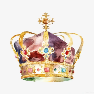 watercolor clipart, Imperial State Crown, white background