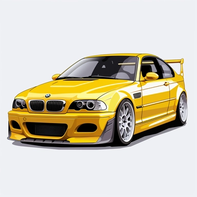 Bmw e46 clipart yellow white background