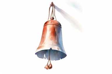 Clip art of ice Japanese Wind Bell, simple, white background, Beautiful margins, large margins, by Helen Beatrix Potter, easy to crop image, Natural light, 4k, HDR