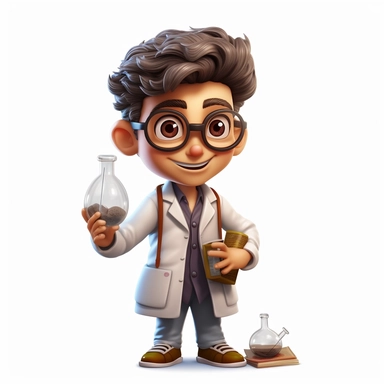 child hispanic science student, clip art, 4k, white background
