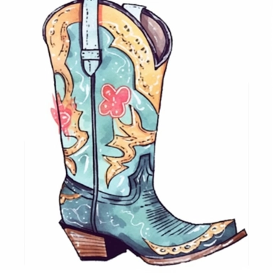 beautiful designer female cowboy boot watercolor vector clipart on a white background, fit on page
