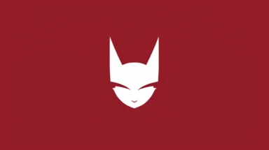 Minimalist white on a maroon background negative space cat, flat, vector, clipart