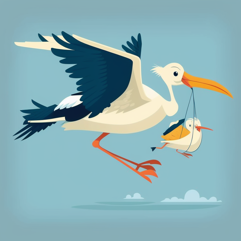 baby and stork clipart