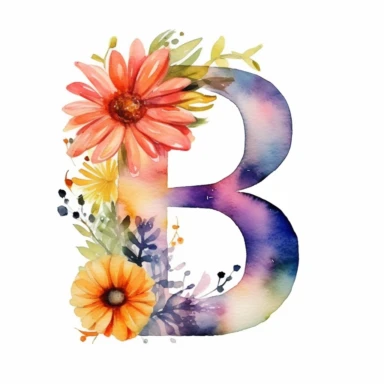 watercolor letter D with colorful flowers clipart, single clipart, high resolution, vibrant colors, 8k