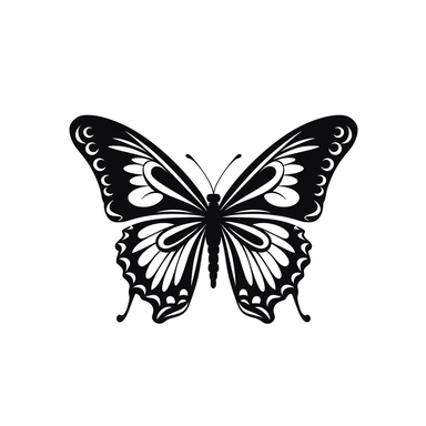 butterfly nature black silhouette vector flat simple identification symbol white backround white background minimalistic clipart png svg