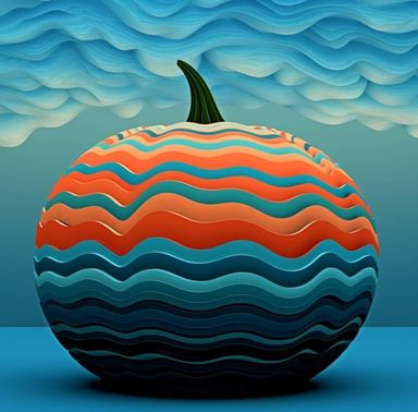 watermelon symbol cartoon clipart in blue striped designs, in the style of dark sky-blue and light black, animated gifs, still life painting, spherical sculptures, stark naturalism, 1st version, light sky-blue and dark orange