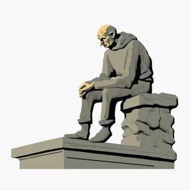 small clipart illustration of a grey man sitting on a ledge