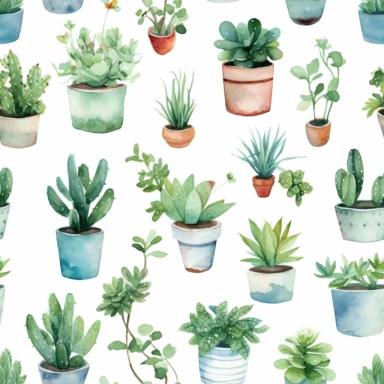 jade succulent plant clipart + white background + watercolor style