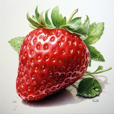 Strawberry, high level watercolor, hyper realistic cartoon, white background, 8k, ultra detailed clipart