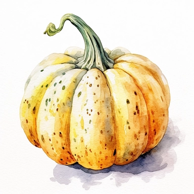 clipart, watercolor, pastel pumpkin, gourd, white background